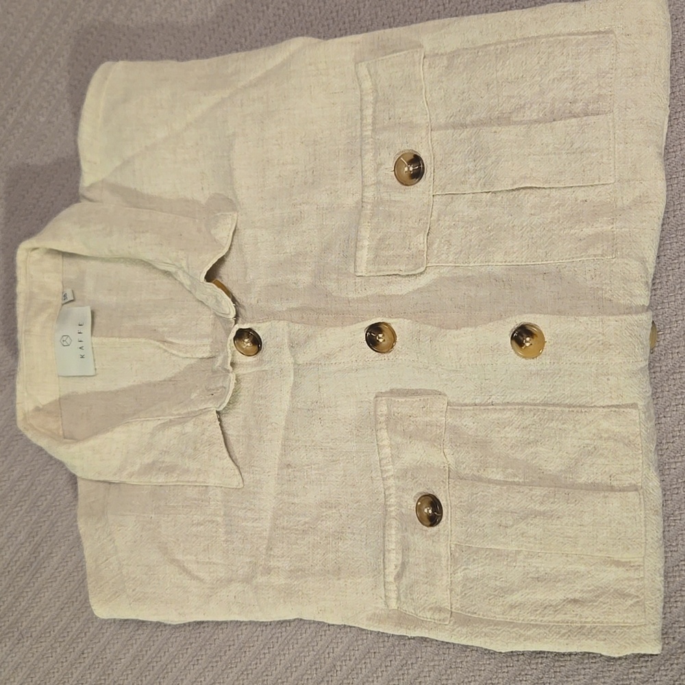 🌟 KAFFE Gorgeous unique belted shirt dress in linen color US 6 Euro 38 - Picture 12 of 13